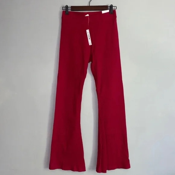 VS PINK Medium Short Stretch Cotton Ribbed Flare Lounge Legging Red - Picture 3 of 10